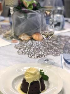 Chocolate lava cake on the Ave Maria.